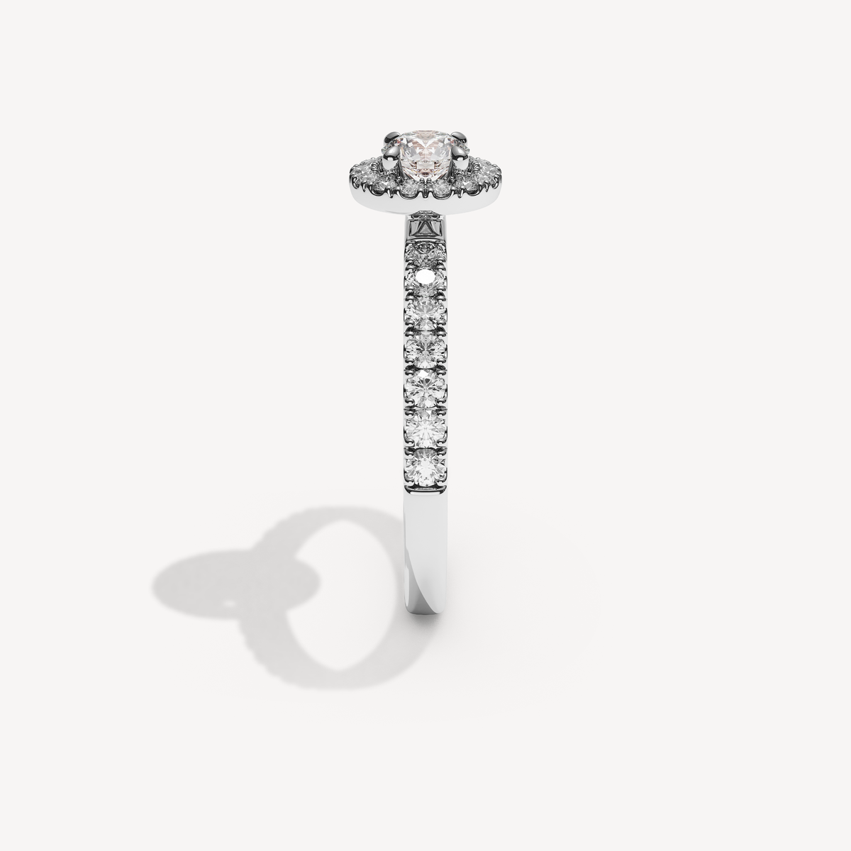 SOLAREBARI M22 halo with side diamonds, white gold, 0.50 ct centre, view 4.