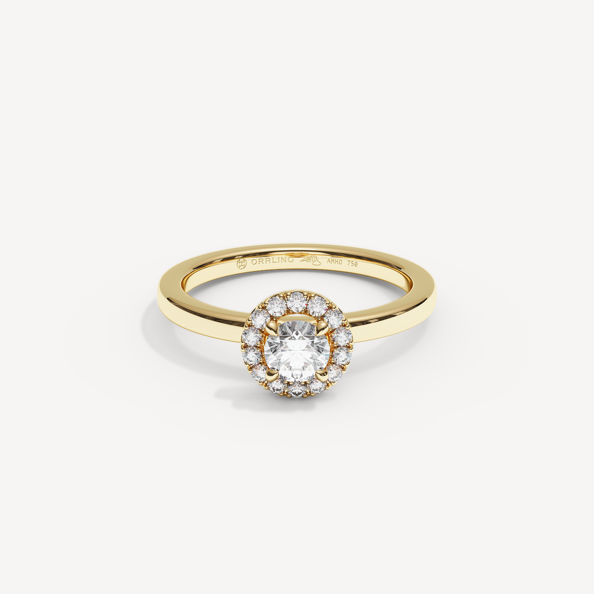SOLAREBARI M22 small halo, yellow gold, view 1.