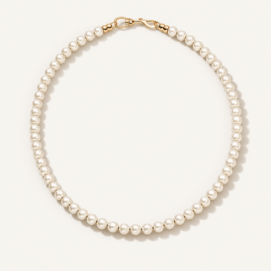 Swivel hook pearl necklace – front view